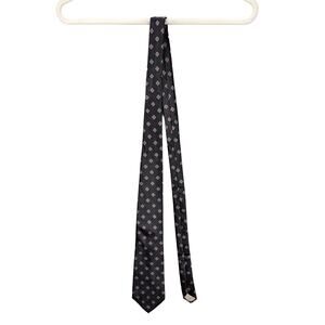 Christian Dior Silk Tie Mens necktie Vintage Made in USA Black Red Geometric